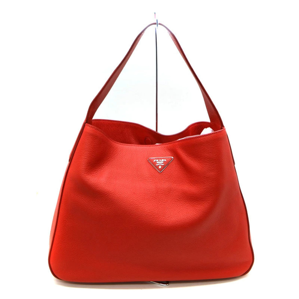 Prada Bag One Shoulder Leather Red Hobo